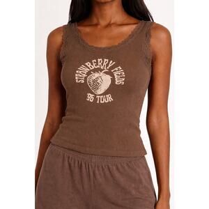John Galt Tank Top Womens Strawberry Fields Graphic Brandy Melville Shirt Small